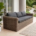 ARIZONA 3-Seat Grey/Brown Wicker (Cushions Anthracite)