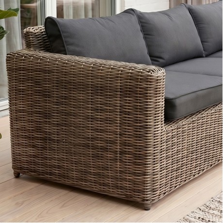 ARIZONA 3-Seat Grey/Brown Wicker (Cushions Anthracite)