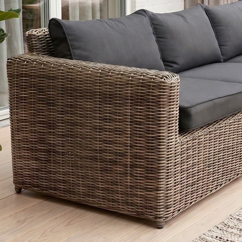 ARIZONA 3-Seat Grey/Brown Wicker (Cushions Anthracite)