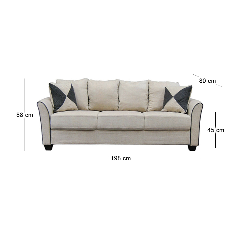 ASHLEY Sofa 3-Seater Fabric Sand
