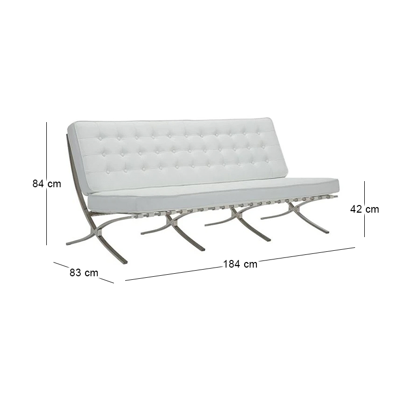 BARCELONA Type 3-Seater Sofa White Pu