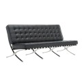 BARCELONA Type 3-Seater Sofa Black Pu