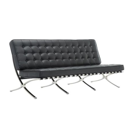 BARCELONA Type 3-Seater Sofa Black Pu