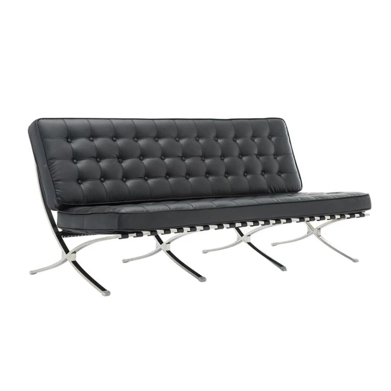 BARCELONA Type 3-Seater Sofa Black Pu