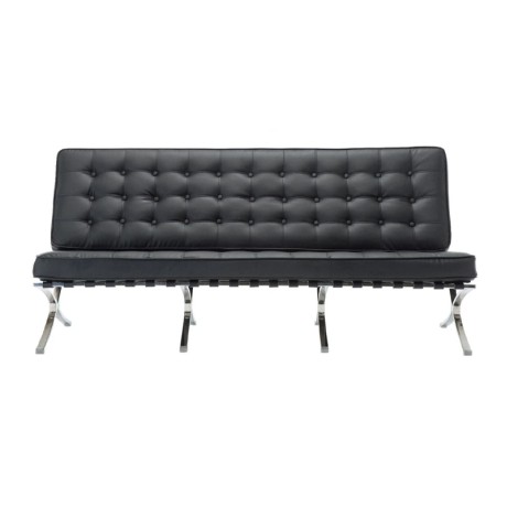 BARCELONA Type 3-Seater Sofa Black Pu
