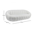 BEVERLY 3-Seater Sofa Teddy White Fabric