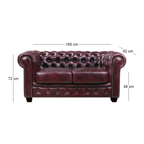 CHESTERFIELD-689 2-S Leather Antique Red