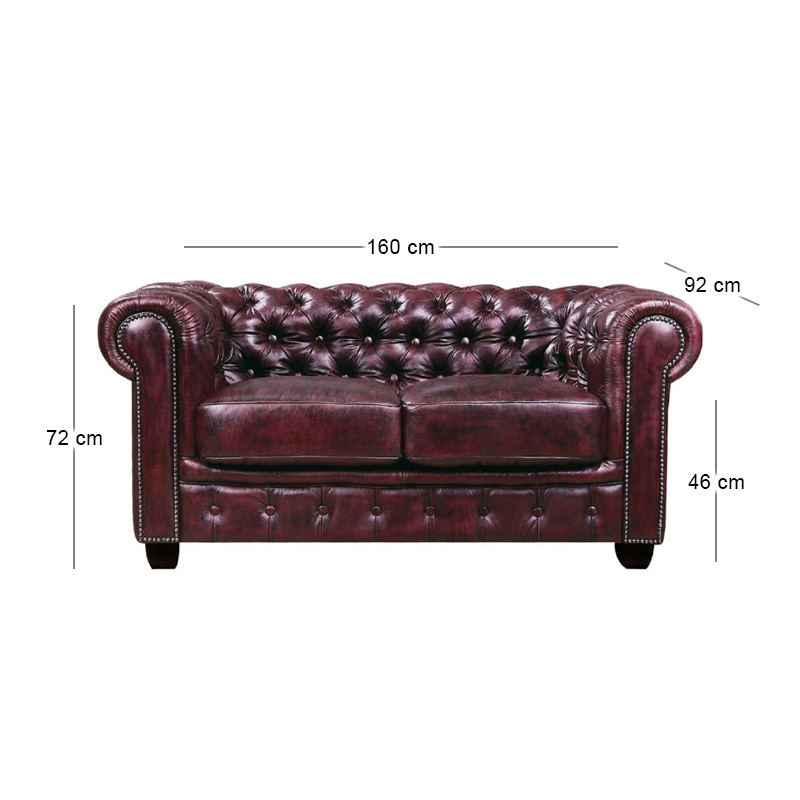 CHESTERFIELD-689 2-S Leather Antique Red