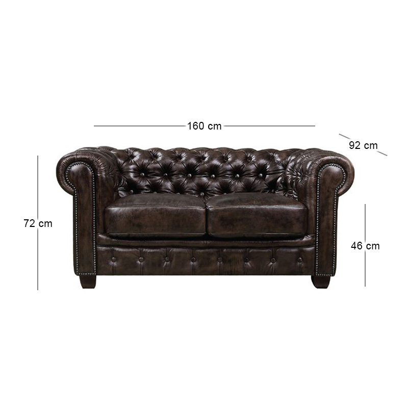 CHESTERFIELD-689 2-S Leather Brown