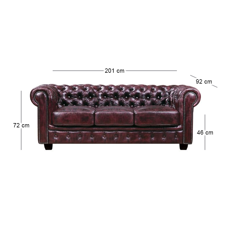 CHESTERFIELD-689 3-S Antique Red
