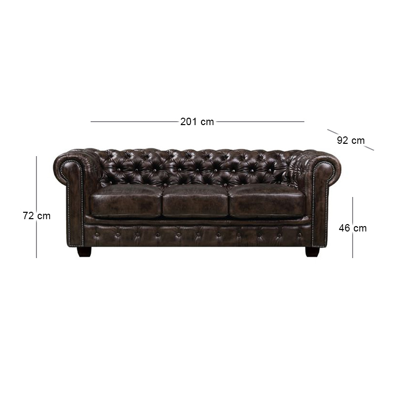 CHESTERFIELD-689 3-S Leather Brown
