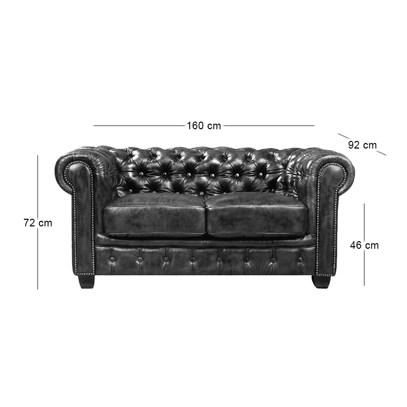 CHESTERFIELD-689 2-S Leather Antique Grey