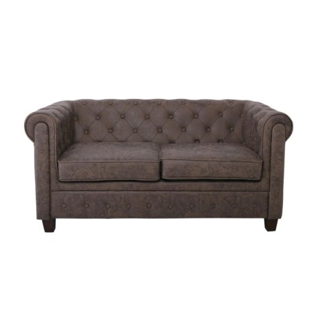 CHESTERFIELD-W  2-Seater Sofa Fabric Antique Brown