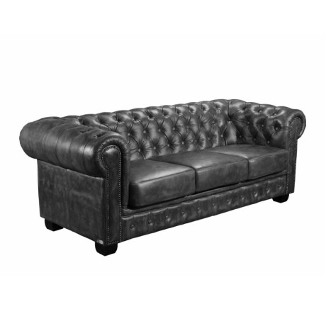 CHESTERFIELD-689 3-S Leather Antique Grey