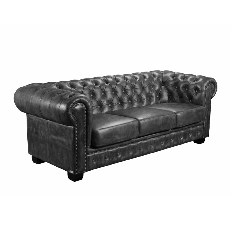 CHESTERFIELD-689 3-S Leather Antique Grey