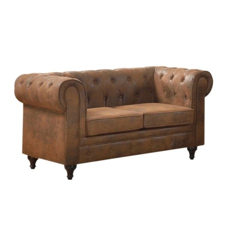 CHESTERFIELD  2-Seater Sofa Brown Camel Fabric