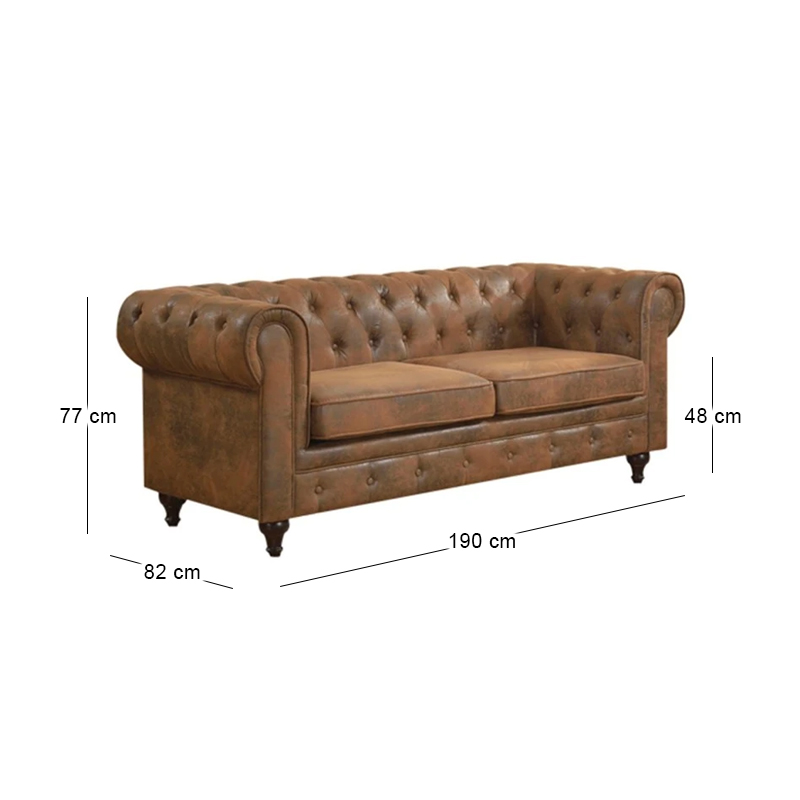 CHESTERFIELD  3-Seater Sofa Brown Camel Fabric