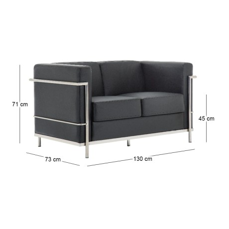 GENOVA 2-Seater Sofa Inox/Black Pu