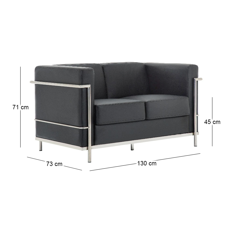 GENOVA 2-Seater Sofa Inox/Black Pu