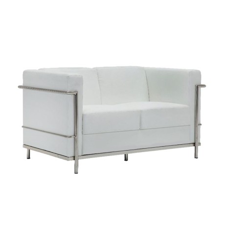 GENOVA 2-Seater Sofa Inox/White Pu