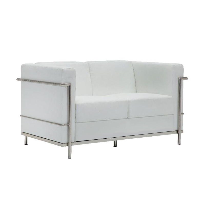 GENOVA 2-Seater Sofa Inox/White Pu