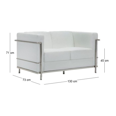 GENOVA 2-Seater Sofa Inox/White Pu