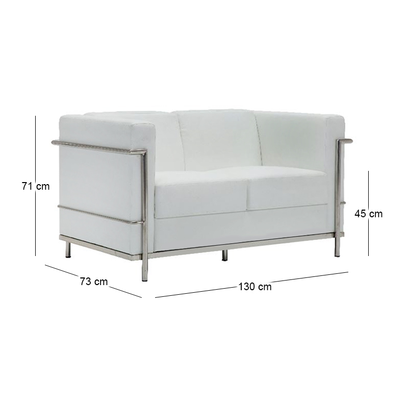 GENOVA 2-Seater Sofa Inox/White Pu