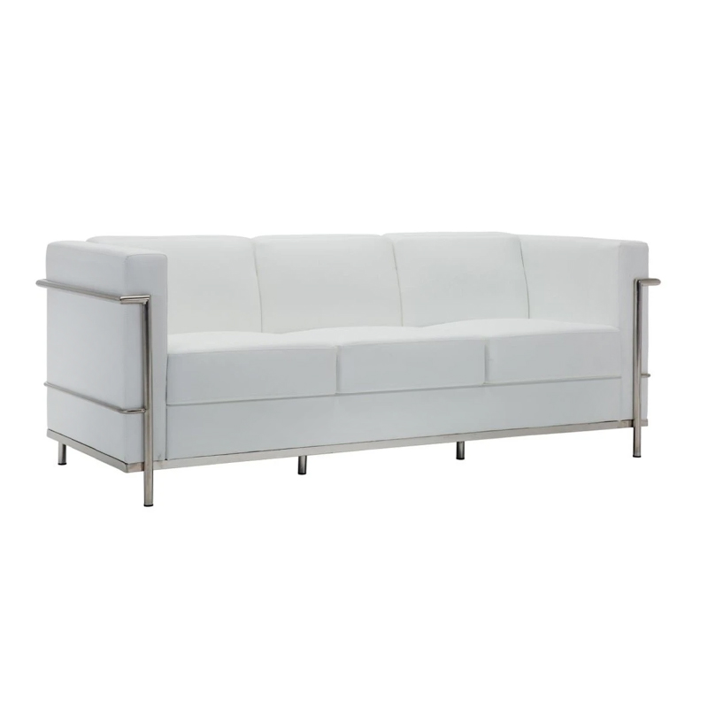 GENOVA 3-Seater Sofa Inox/White Pu