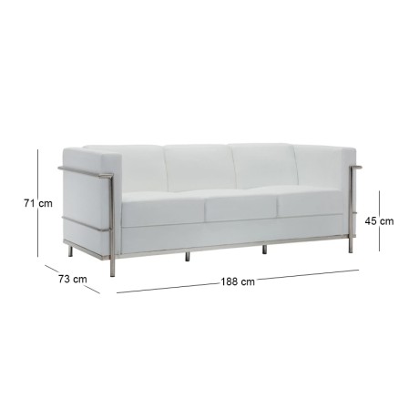 GENOVA 3-Seater Sofa Inox/White Pu