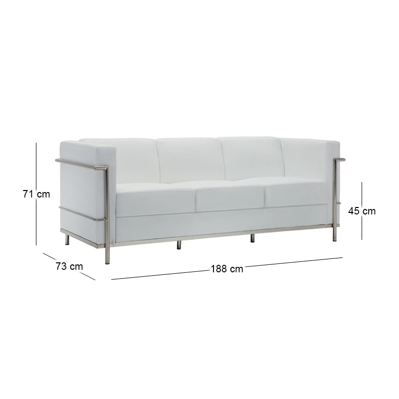 GENOVA 3-Seater Sofa Inox/White Pu