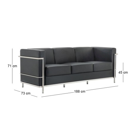 GENOVA 3-Seater Sofa Inox/Black Pu