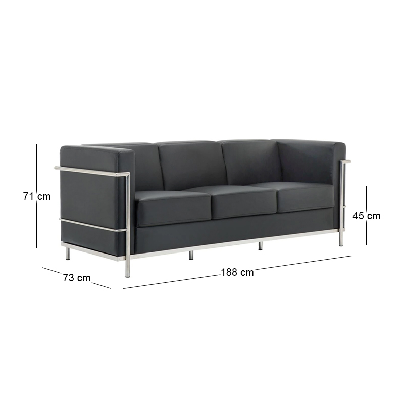 GENOVA 3-Seater Sofa Inox/Black Pu