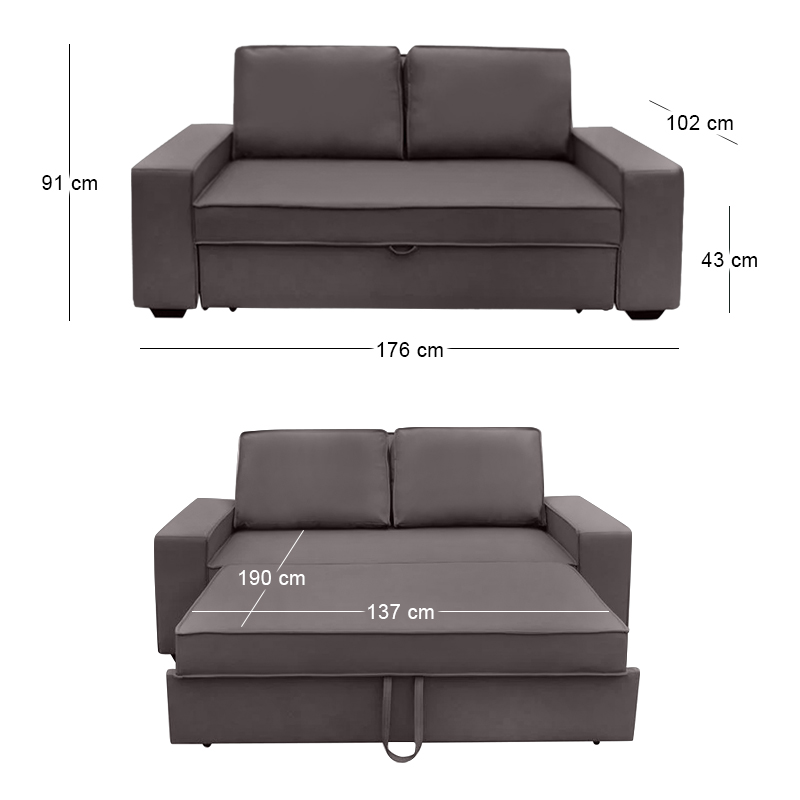 ALISON Sofabed Pu Dark Brown