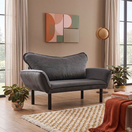Chatto Megapap fabric two seater sofa bed in grey color 150x70x75cm.