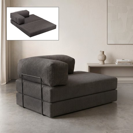 Comfort Megapap fabric two seat sofa bed in anthracite color 140x95x75cm.