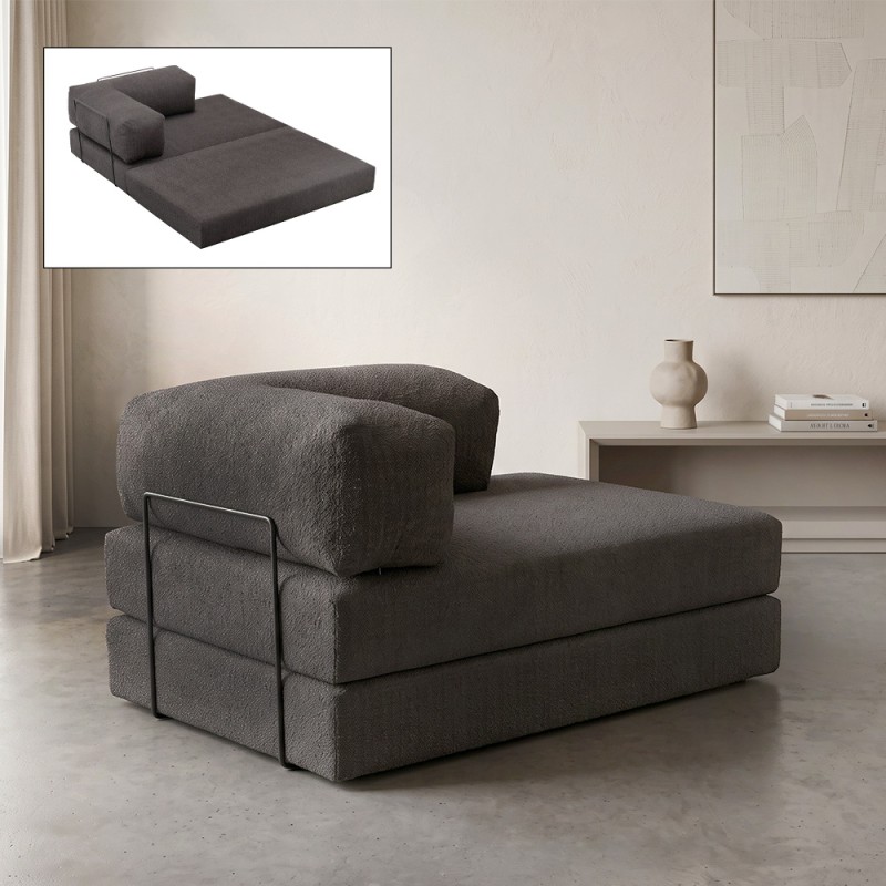Comfort Megapap fabric two seat sofa bed in anthracite color 140x95x75cm.