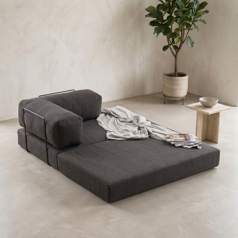 Comfort Megapap fabric two seat sofa bed in anthracite color 140x95x75cm.