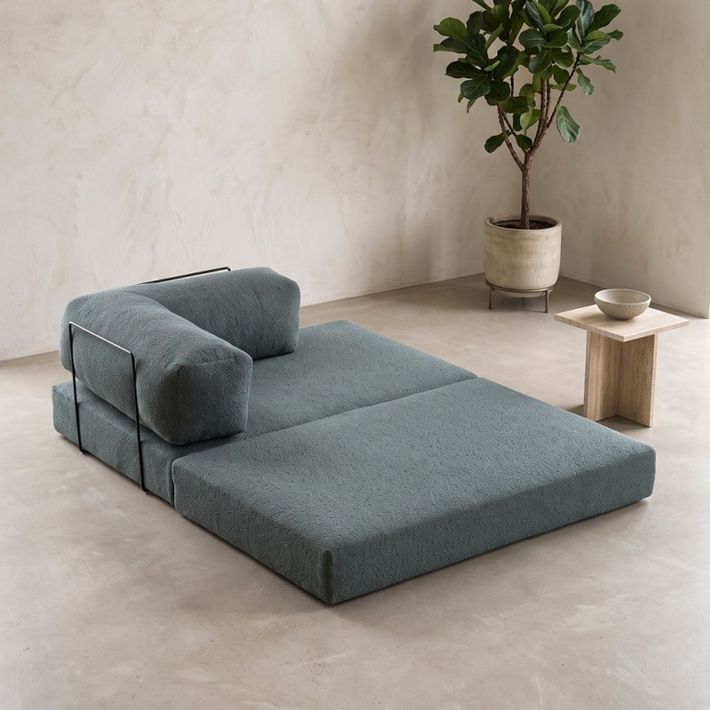 Comfort Megapap fabric two seat sofa bed in mint green color 140x95x75cm.