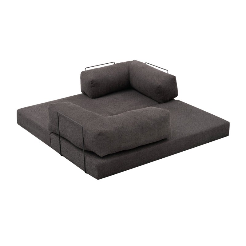 Comfort Megapap fabric three seat sofa bed in anthracite color 190x95x75cm.