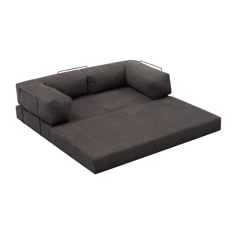 Comfort Megapap fabric three seat sofa bed in anthracite color 190x95x75cm.