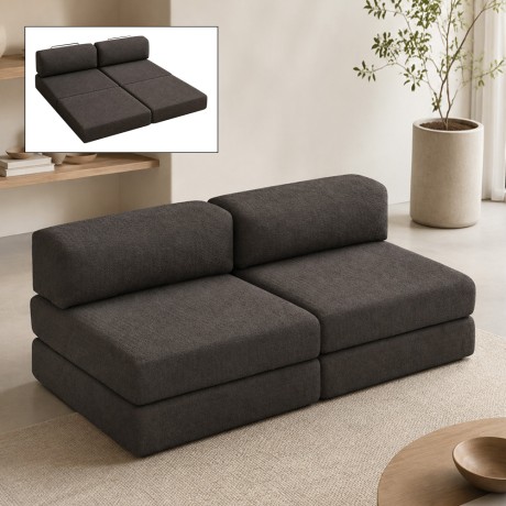 Comfort Megapap fabric three seat sofa bed in anthracite color 190x95x75cm.