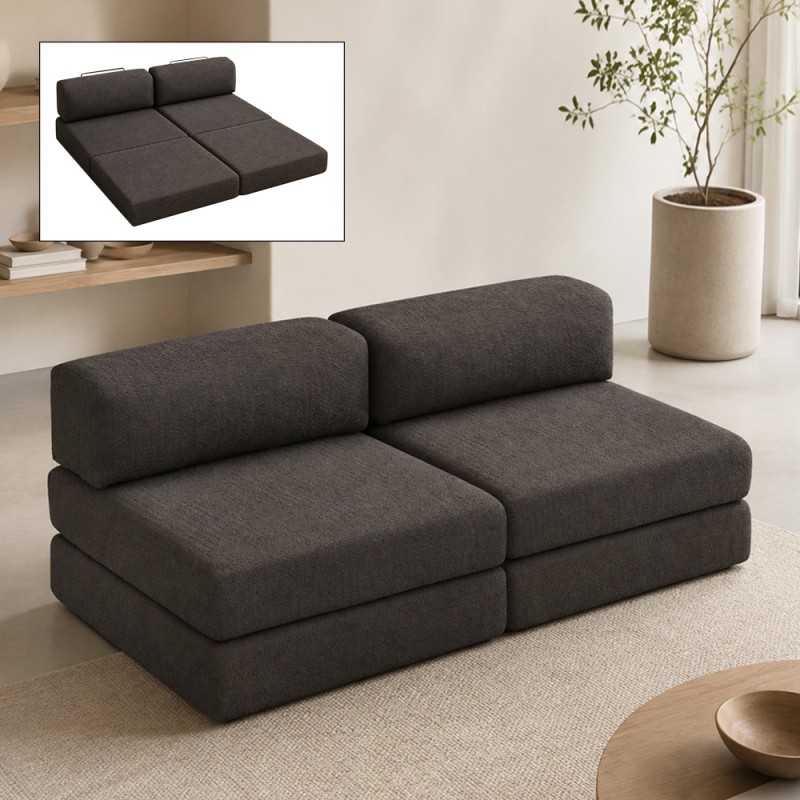 Comfort Megapap fabric three seat sofa bed in anthracite color 190x95x75cm.