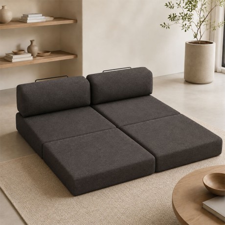 Comfort Megapap fabric three seat sofa bed in anthracite color 190x95x75cm.