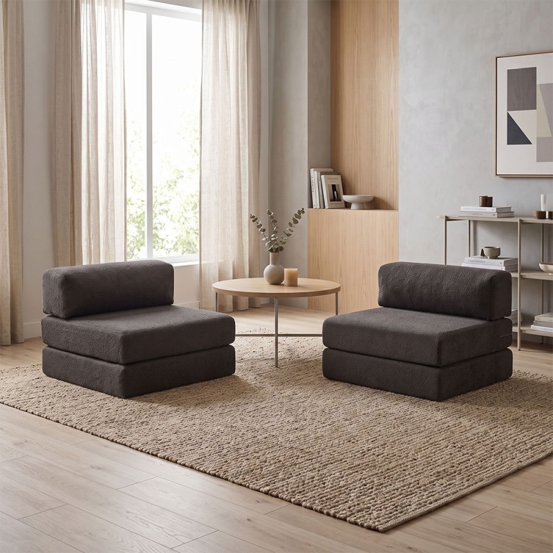 Comfort Megapap fabric three seat sofa bed in anthracite color 190x95x75cm.