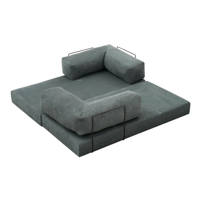 Comfort Megapap fabric three seat sofa bed in mint green color 190x95x75cm.