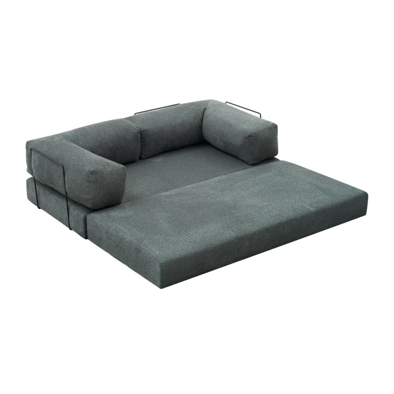 Comfort Megapap fabric three seat sofa bed in mint green color 190x95x75cm.