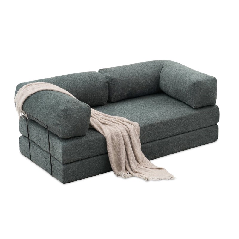 Comfort Megapap fabric three seat sofa bed in mint green color 190x95x75cm.