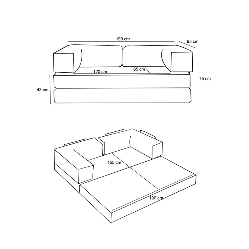 Comfort Megapap fabric three seat sofa bed in mint green color 190x95x75cm.