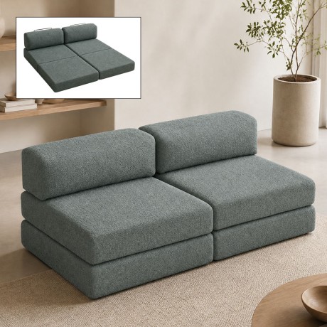 Comfort Megapap fabric three seat sofa bed in mint color 190x95x75cm.
