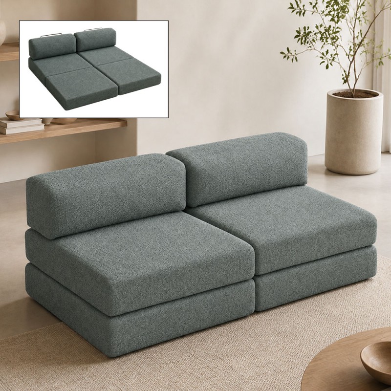 Comfort Megapap fabric three seat sofa bed in mint color 190x95x75cm.